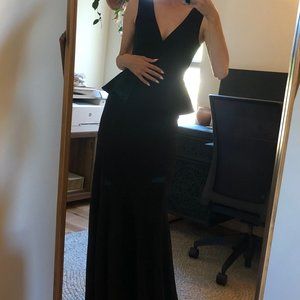 BCBGMAXAZRIA Francesca Peplum Gown | Black Size 0